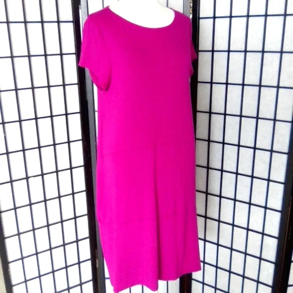 eileen fisher short dresses Eileen Fisher Bateau Neck Short Dress 3/4 Sleeve Velvet Silk Blend (Sz M)